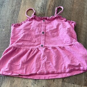 Roxy Pink Textured Button-Front Peplum Tank Top